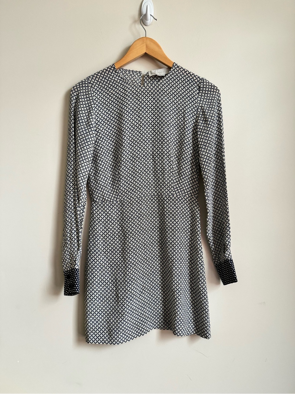 Stella McCartney Black & White Long Sleeve Patterned Women's Dress